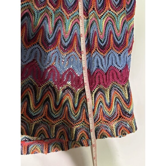 Casting Med Boho Hippie  Crochet Maxi Length Duster Cardigan Pocket Colorful - Picture 6 of 8